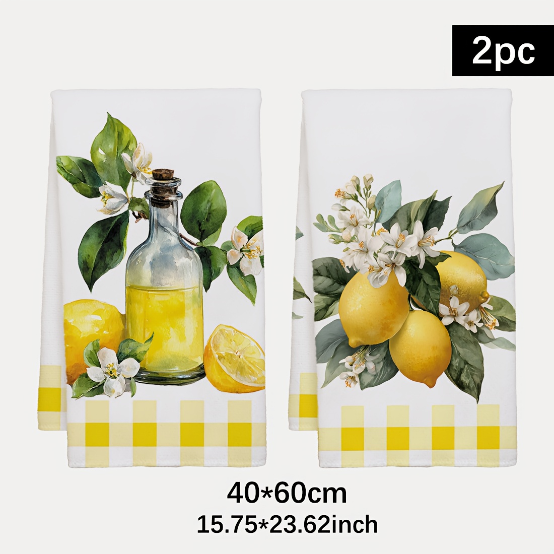 Home Cooking Services - 2 Stück, Küchenhandtuch mit Zitronen-Blumenmuster, bestes