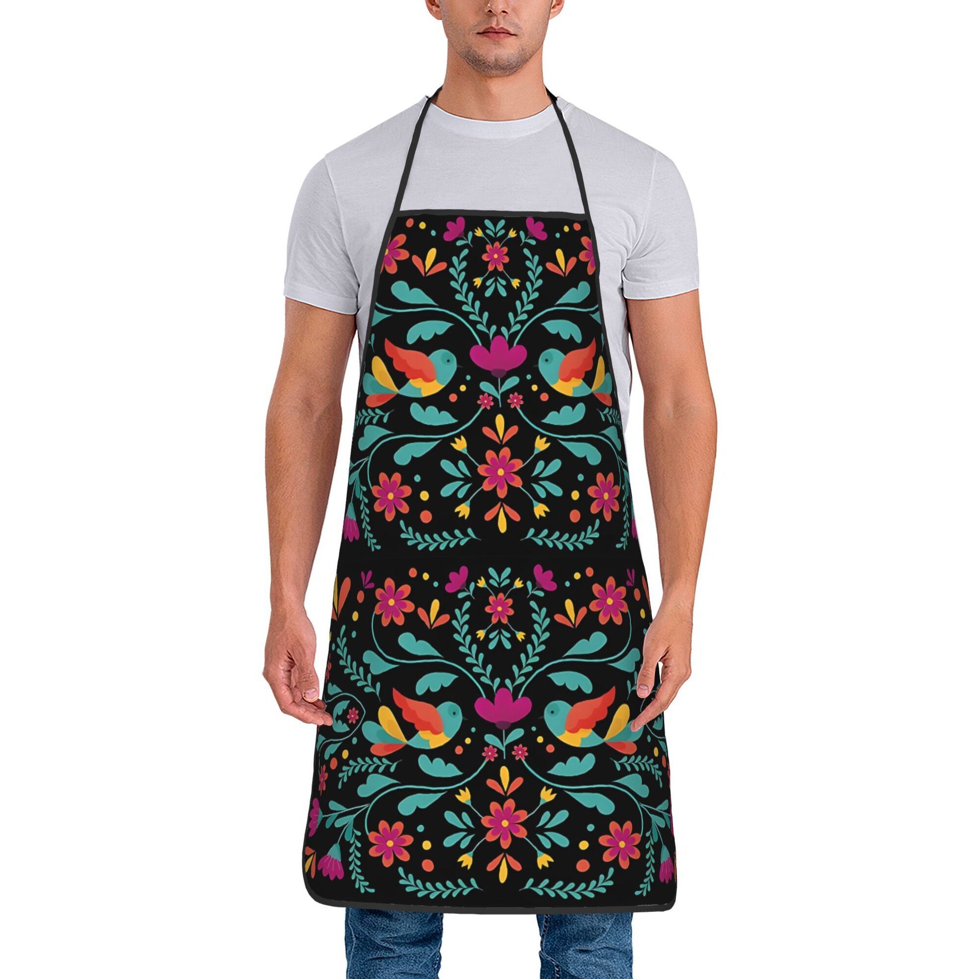 Home Cooking Restaurant - Lebendige Maya-Azteken-Schürze mit Blumendruck, bunte exotische
